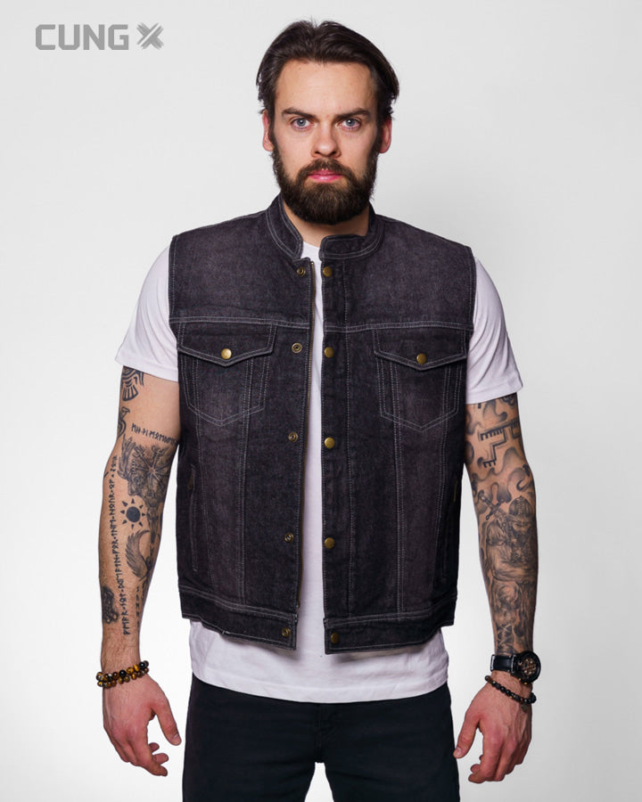 Denim Classic Vest │ Moped Denim Vest │ Vest with Back Patches