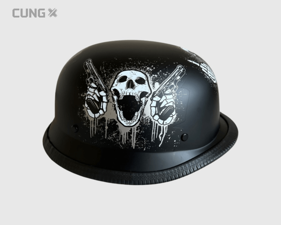 german skull motorcycle helmet Graveyard Costume Novelty Prop Composed of a lightweight ABS shell Outlaw Helmets T99 Black Iron