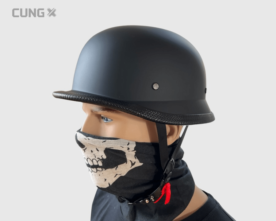 chrome dot german style motorcycle helmet German Helmet | Black Helmet | Moped Helmet Open Face